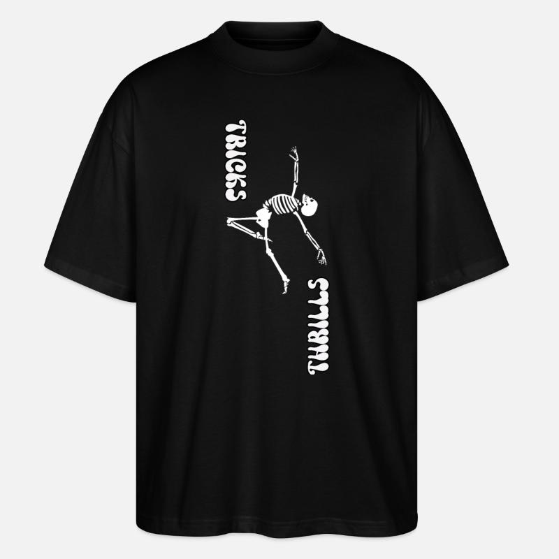 TRICKS ODER NERVENKITZEL, HALLOWEEN-SKELETTTANZ - Stanley/Stella Oversized Unisex Bio T-Shirt Blaster 2.0 - Schwarz
