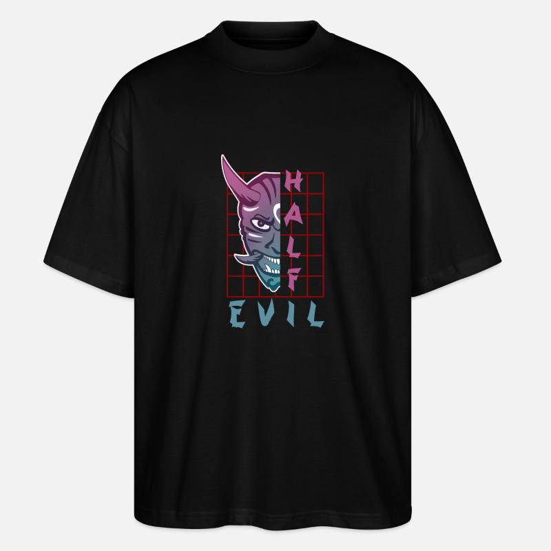 Oni Maske Japan Dämon - Stanley/Stella Oversized Unisex Bio T-Shirt Blaster 2.0 - Schwarz