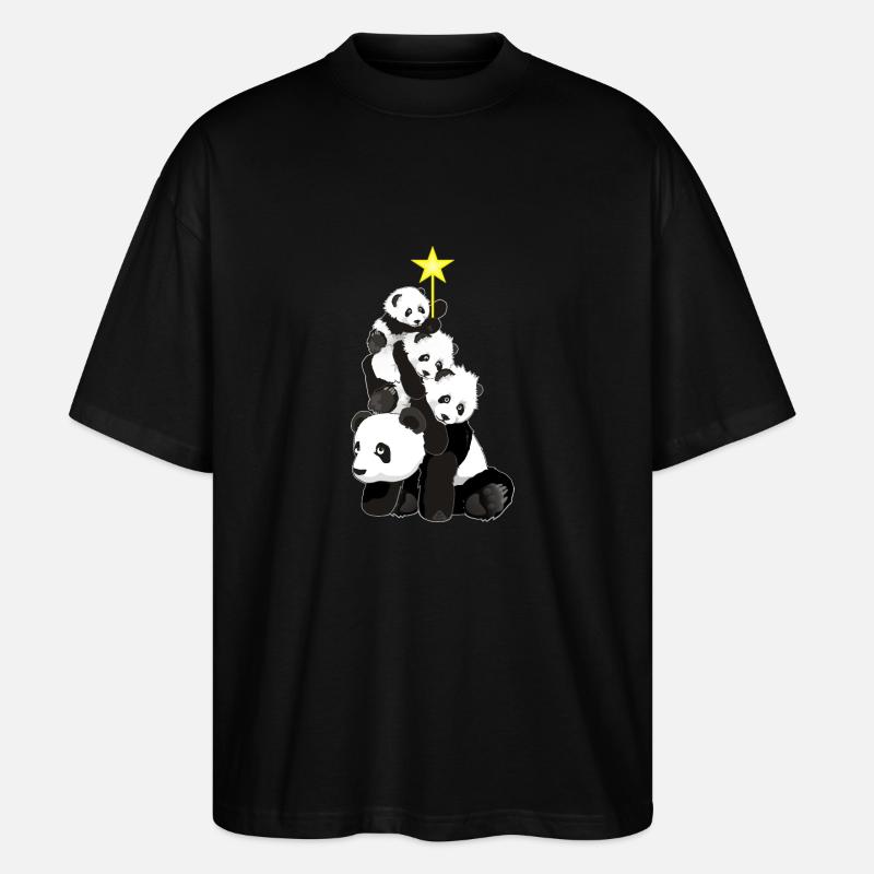 Sapin de Noël panda - T-shirt bio Blaster 2.0 coupe oversize Stanley/Stella Unisexe - noir