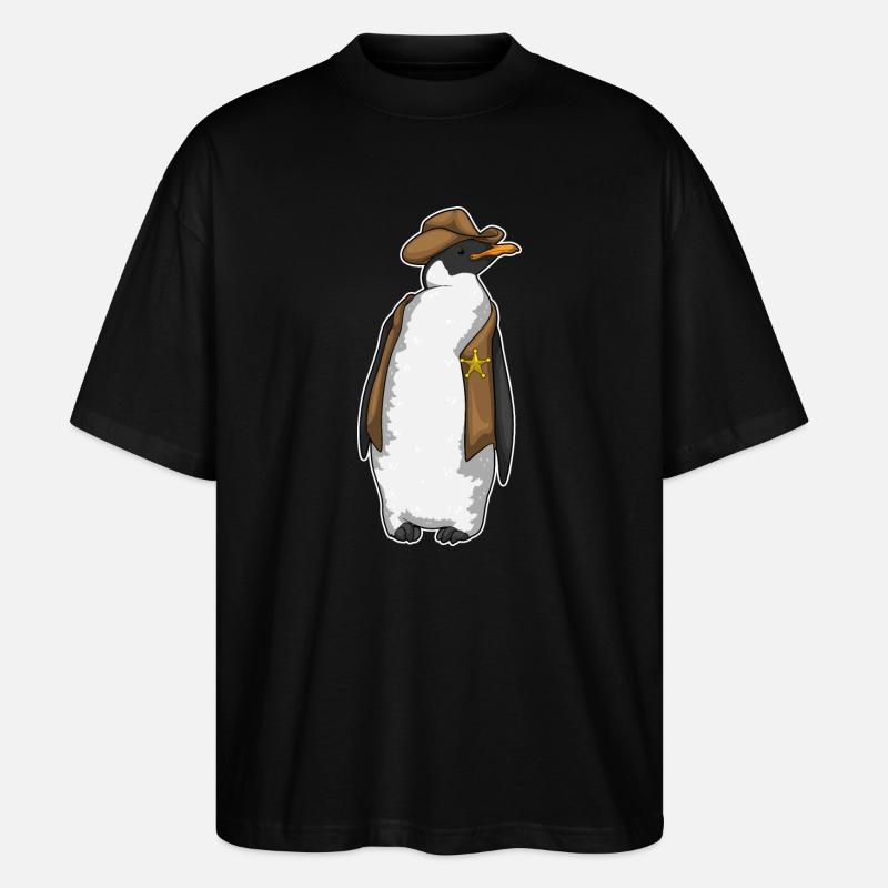 Penguin Sheriff Sheriff's Hat - Stanley/Stella Oversized Unisex Organic T-shirt Blaster 2.0 - black