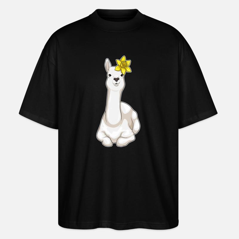 Lama Fleurs de Jonquille - T-shirt bio Blaster 2.0 coupe oversize Stanley/Stella Unisexe - noir