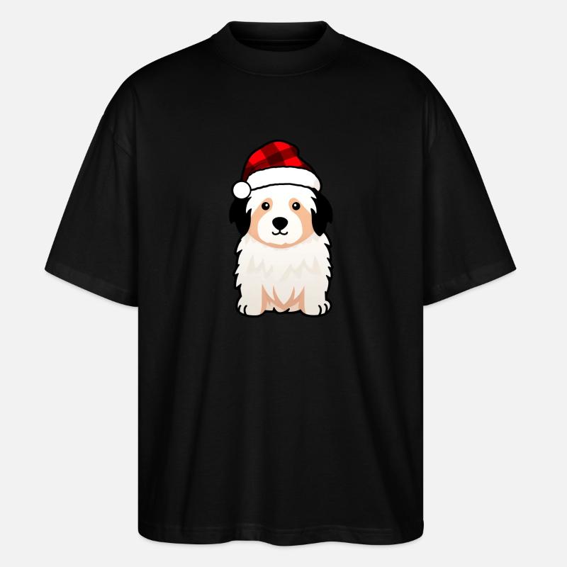 Hund mit Weihnachtsmütze - Stanley/Stella Oversized Unisex Bio T-Shirt Blaster 2.0 - Schwarz