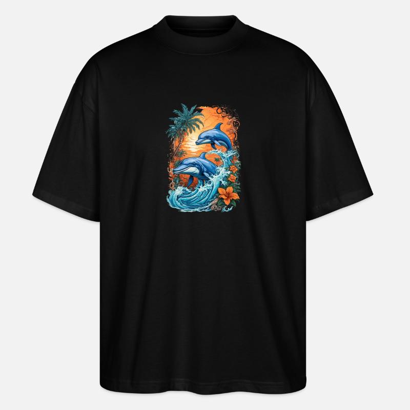 Funny Dolphins - Stanley/Stella Oversized Unisex Bio T-Shirt Blaster 2.0 - Schwarz