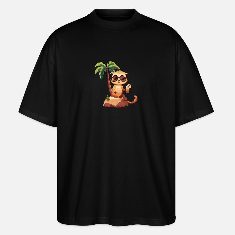Erdmännchen Sommer Strand Comic - Stanley/Stella Oversized Unisex Bio T-Shirt Blaster 2.0 - Schwarz
