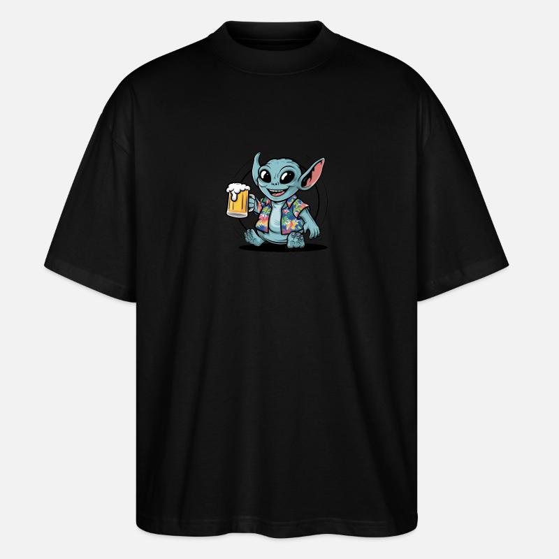 Alien Bier Geschenk - Stanley/Stella Oversized Unisex Bio T-Shirt Blaster 2.0 - Schwarz