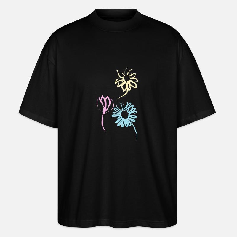 Bunte Blumen der Freundschaft - Stanley/Stella Oversized Unisex Bio T-Shirt Blaster 2.0 - Schwarz