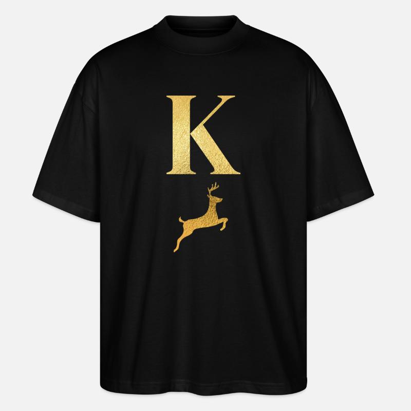 Buchstabe k Goldener Hirsch - Geschenkidee - Stanley/Stella Oversized Unisex Bio T-Shirt Blaster 2.0 - Schwarz