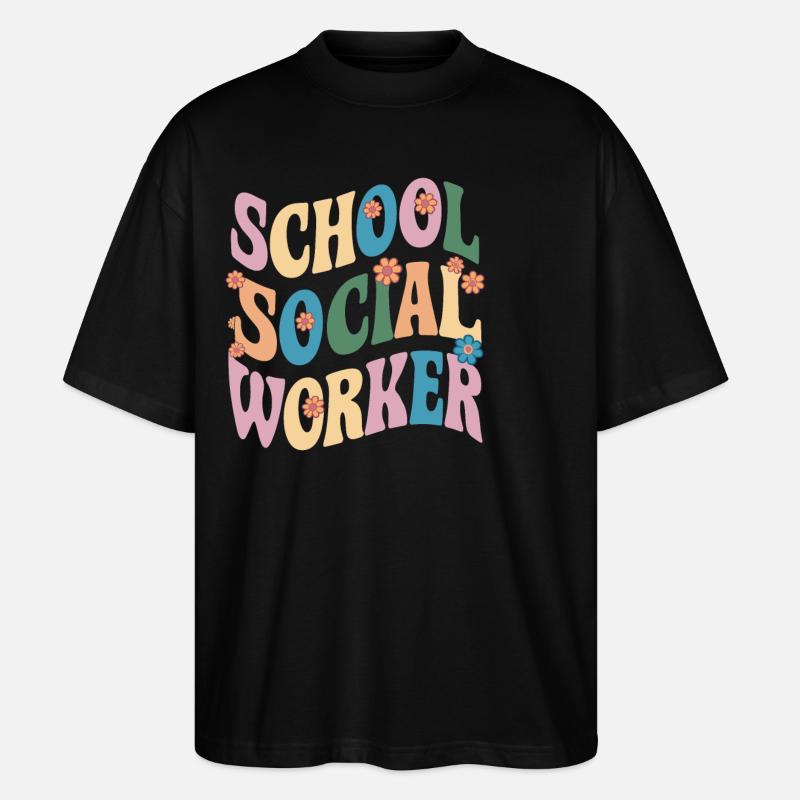 Schulsozialarbeiter Blumen Design - Stanley/Stella Oversized Unisex Bio T-Shirt Blaster 2.0 - Schwarz