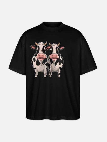 Funny Cows Cartoon Illustration - Stanley/Stella Oversized Unisex Organic T-shirt Blaster 2.0 - black