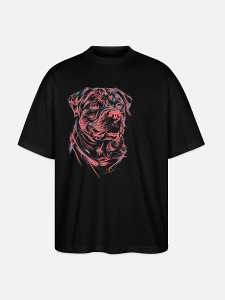 Rottweiler Drawing Abstract Dog Illustration - Stanley/Stella Oversized Unisex Organic T-shirt Blaster 2.0 - black