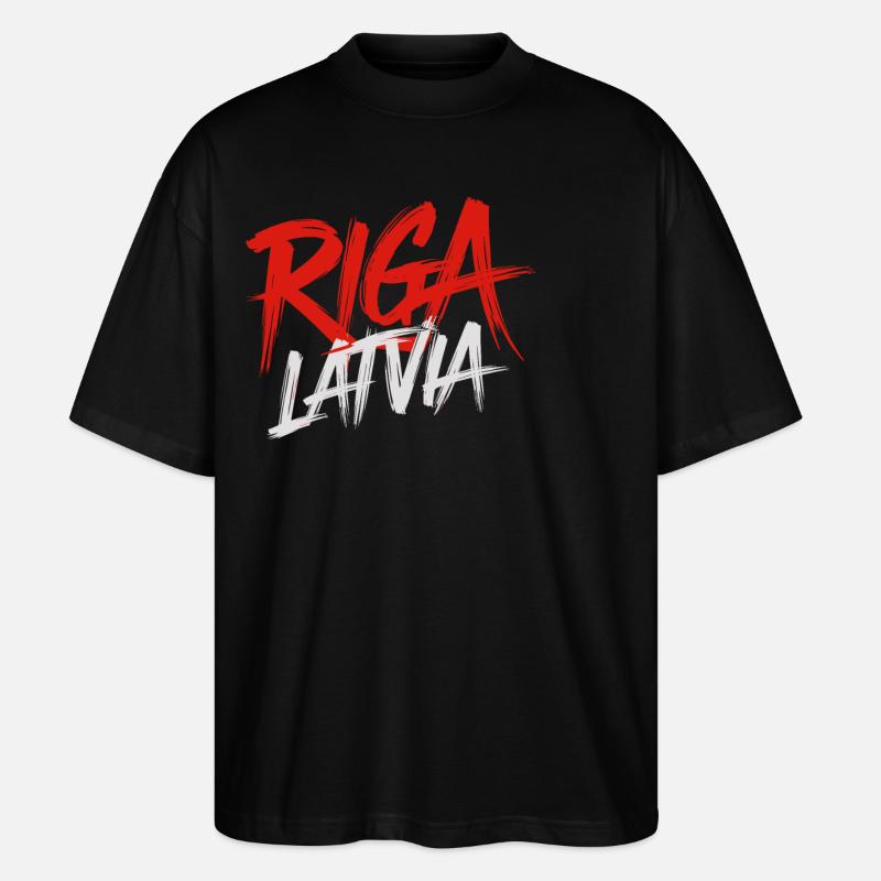Riga Latvia Souvenir - Stanley/Stella Oversized Unisex Organic T-shirt Blaster 2.0 - black
