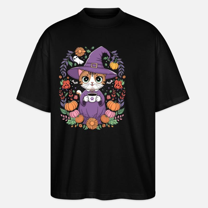 Kitten Witch Halloween Magic - Stanley/Stella Oversized Unisex Organic T-shirt Blaster 2.0 - black