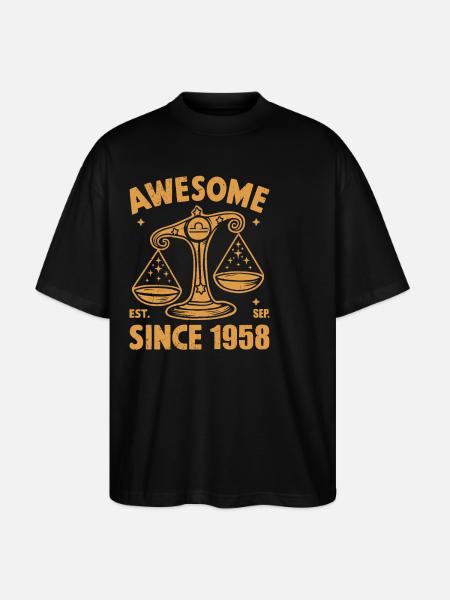 Awesome Since 1958 Libra Birthday - Stanley/Stella Oversized Unisex Organic T-shirt Blaster 2.0 - black