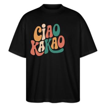Ciao Kakao - Stanley/Stella Oversized Unisex Bio T-Shirt Blaster 2.0 - Schwarz - Vorne - Alina (178cm) & Michal (187cm)