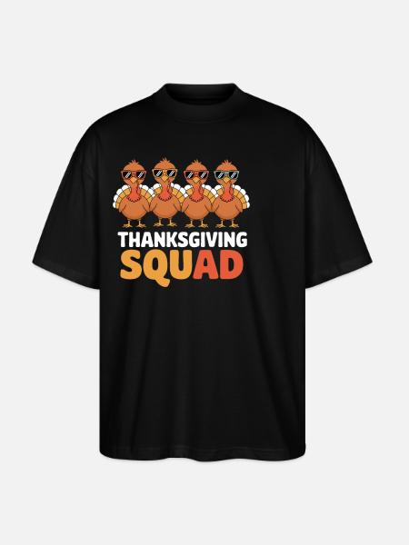 Thanksgiving Squad Funny Turkeys - Stanley/Stella Oversized Unisex Organic T-shirt Blaster 2.0 - black