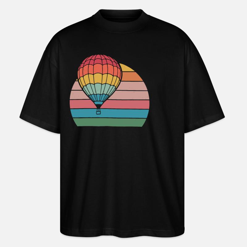 Montgolfière Rétro Sunset - T-shirt bio Blaster 2.0 coupe oversize Stanley/Stella Unisexe - noir