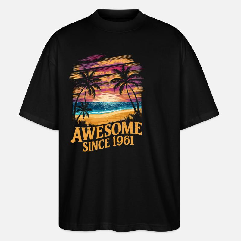Awesome Since 1961 Beach Sunset - Stanley/Stella Oversized Unisex Organic T-shirt Blaster 2.0 - black