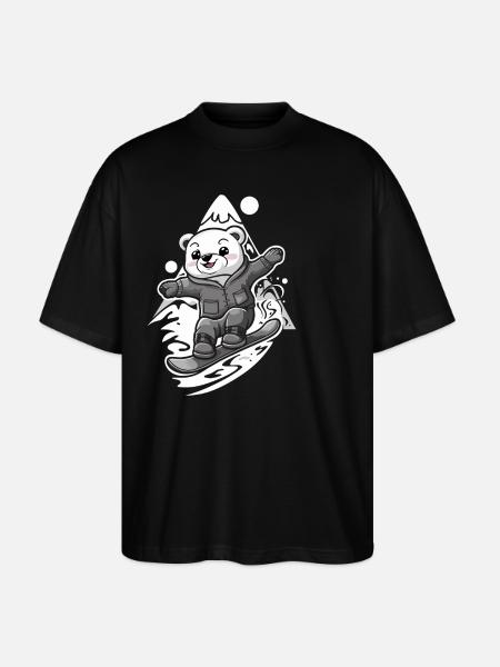 Snowboarding bear in the mountains - Stanley/Stella Oversized Unisex Organic T-shirt Blaster 2.0 - black