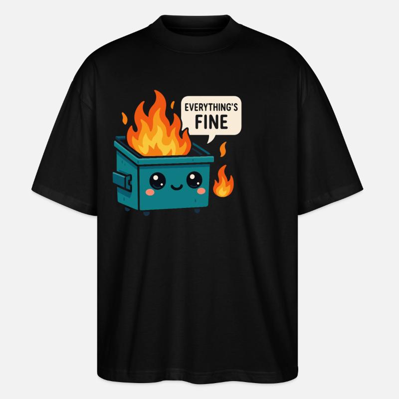 Dumpster Fire Meme - Stanley/Stella Oversized Unisex Organic T-shirt Blaster 2.0 - black