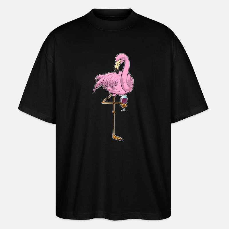 Flamingo Red Wine - Stanley/Stella Oversized Unisex Organic T-shirt Blaster 2.0 - black