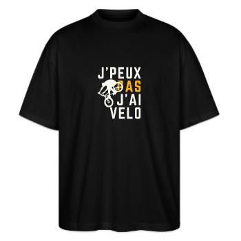 Ich kann nicht, ich habe ein Fahrrad - Stanley/Stella Oversized Unisex Bio T-Shirt Blaster 2.0 - Schwarz - Vorne - Alina (178cm) & Michal (187cm)
