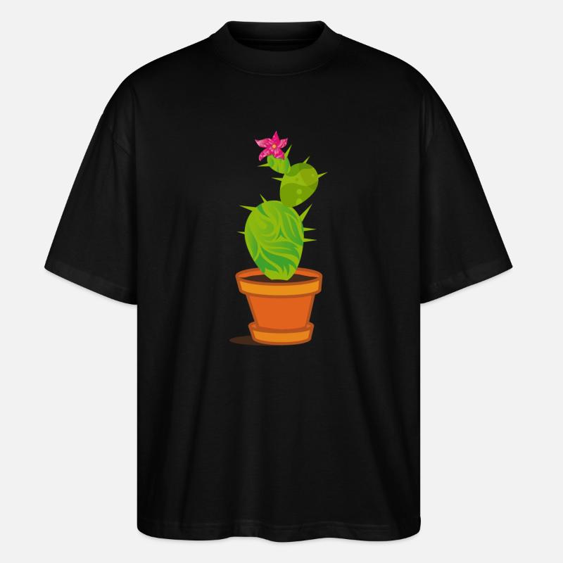 Un cactus avec une fleur - T-shirt bio Blaster 2.0 coupe oversize Stanley/Stella Unisexe - noir