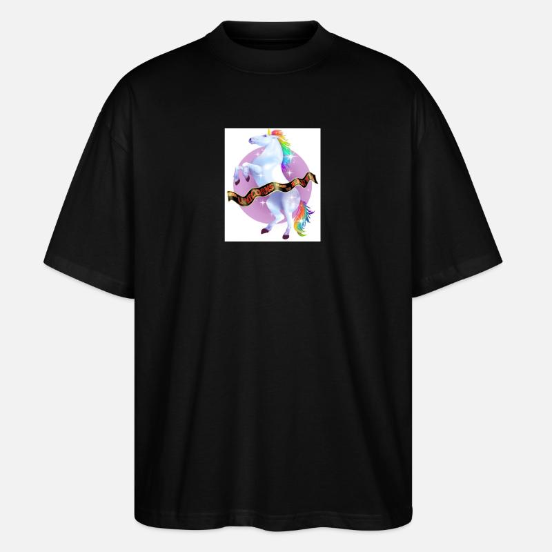 als Einhörner die Erde beherrschten - Stanley/Stella Oversized Unisex Bio T-Shirt Blaster 2.0 - Schwarz