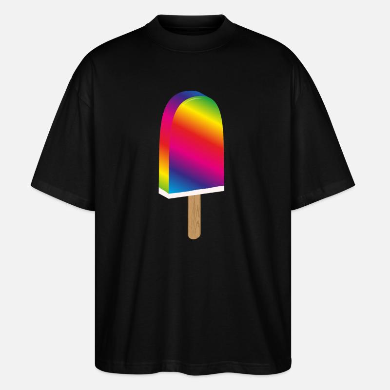 buntes Regenbogen-Eis für Sommerfans - Stanley/Stella Oversized Unisex Bio T-Shirt Blaster 2.0 - Schwarz