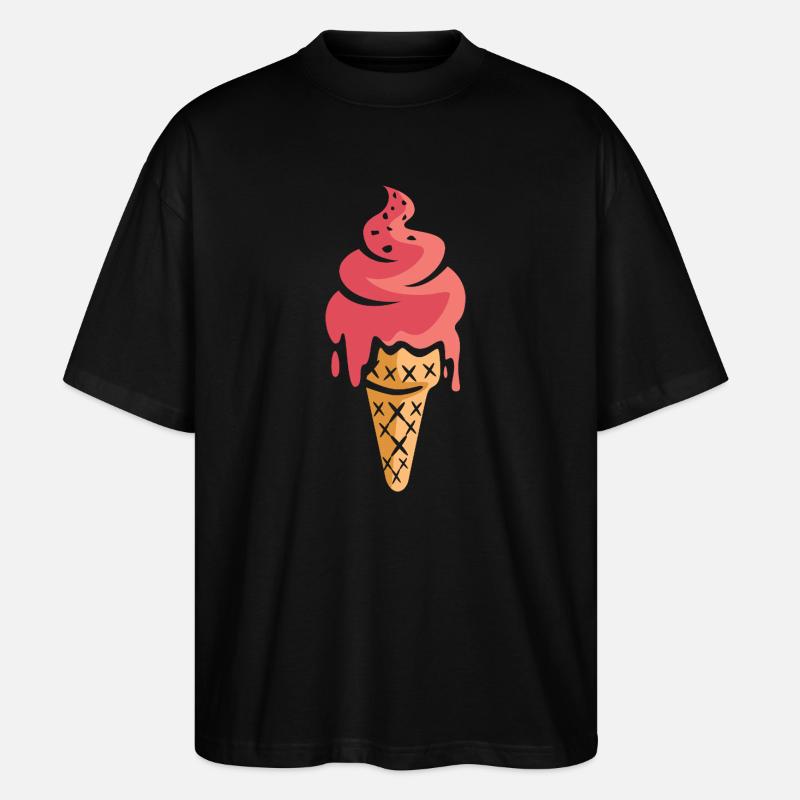 Schmelzendes Eiscreme Cartoon Design - Stanley/Stella Oversized Unisex Bio T-Shirt Blaster 2.0 - Schwarz