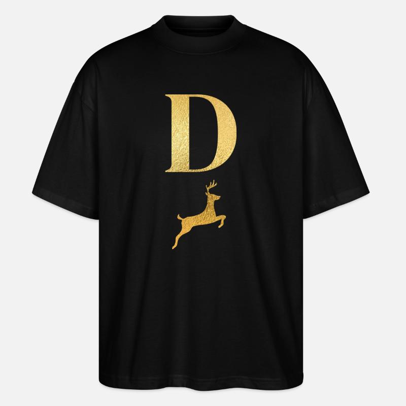 Goldener Hirsch Brief - Geschenkidee - Stanley/Stella Oversized Unisex Bio T-Shirt Blaster 2.0 - Schwarz
