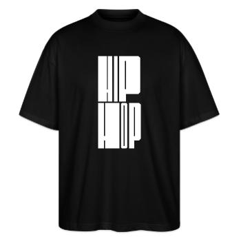 Hip-Hop-Logo mit fetter Typografie - Stanley/Stella Oversized Unisex Bio T-Shirt Blaster 2.0 - Schwarz - Vorne - Alina (178cm) & Michal (187cm)