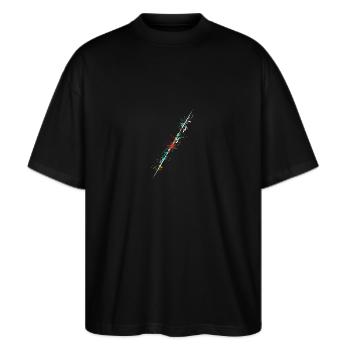 Splash javelin thrower design for Javelinist spear - Stanley/Stella Oversized Unisex Bio T-Shirt Blaster 2.0 - Schwarz - Vorne - Alina (178cm) & Michal (187cm)