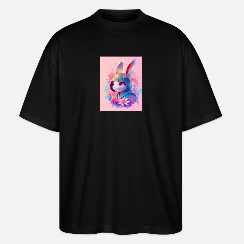 Rabbit in Digital Style - Stanley/Stella Oversized Unisex Organic T-shirt Blaster 2.0 - black