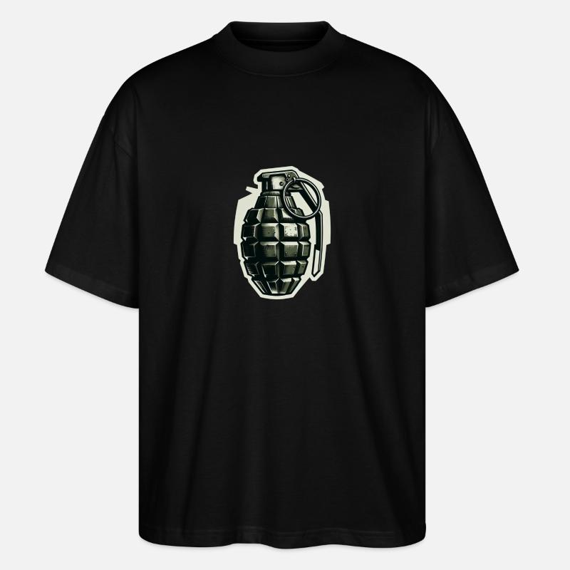 Explosionsabzeichen: Monochrome Granate - Stanley/Stella Oversized Unisex Bio T-Shirt Blaster 2.0 - Schwarz