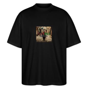 PL4TINA FR33DOM, (FREEDOM) - Stanley/Stella Oversized Unisex Organic T-shirt Blaster 2.0 - black - Front - Alina (178cm) & Michal (187cm)