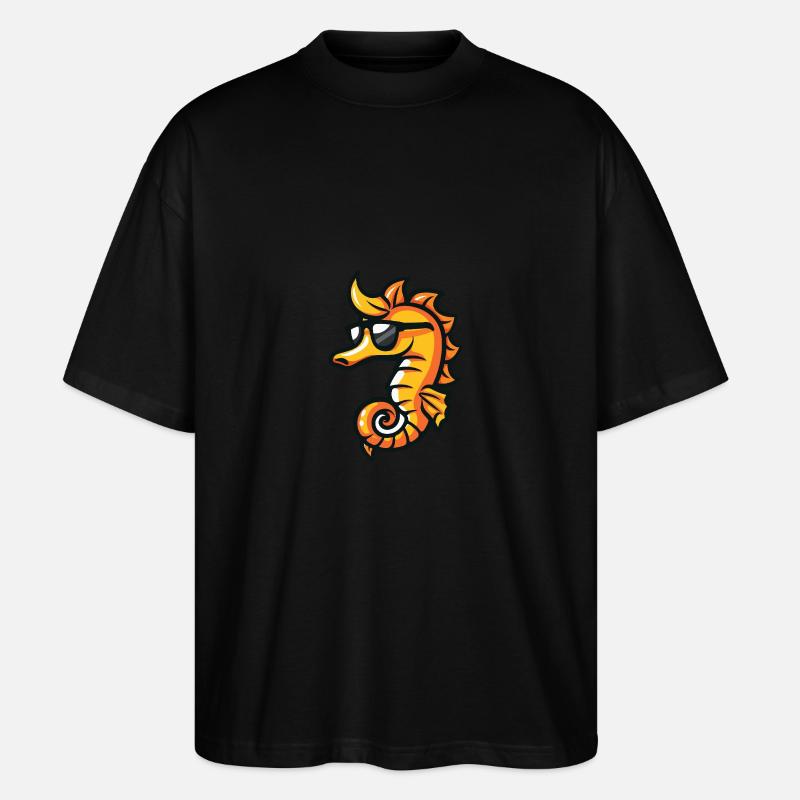 Seepferd Cool Tier - Stanley/Stella Oversized Unisex Bio T-Shirt Blaster 2.0 - Schwarz