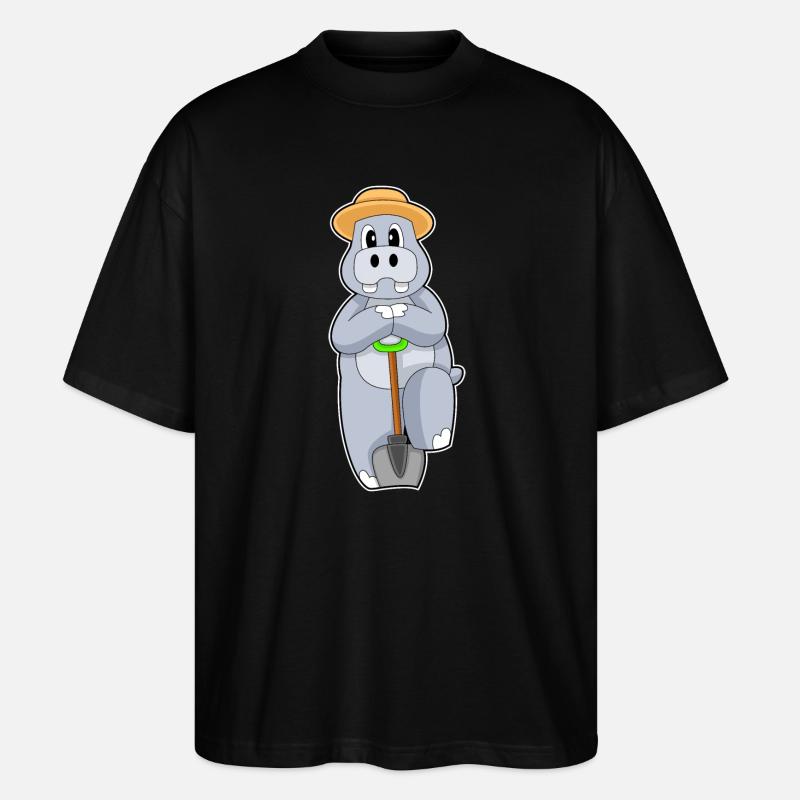 Pelle fermière hippopotame - T-shirt bio Blaster 2.0 coupe oversize Stanley/Stella Unisexe - noir