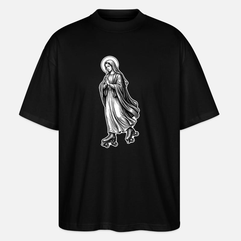 Roller Skate Mary - Sjov Jomfru Maria Meme - Stanley/Stella Oversize Unisex Øko T-shirt Blaster 2.0 - sort