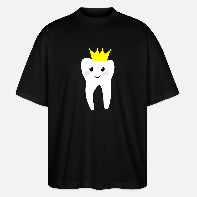 Zahn mit Krone - Stanley/Stella Oversized Unisex Bio T-Shirt Blaster 2.0 - Schwarz