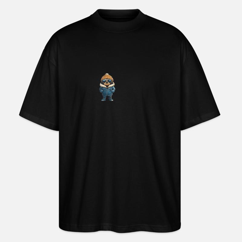 Sloth Winter Comic - Stanley/Stella Oversized Unisex Organic T-shirt Blaster 2.0 - black
