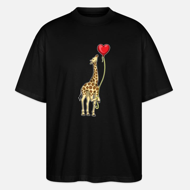 Giraffe Herz Luftballon - Stanley/Stella Oversized Unisex Bio T-Shirt Blaster 2.0 - Schwarz