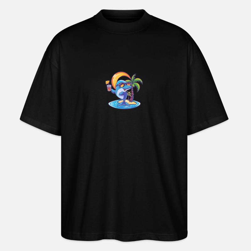 Delfin Sommer Urlaub - Stanley/Stella Oversized Unisex Bio T-Shirt Blaster 2.0 - Schwarz