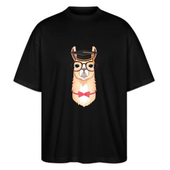 Alpaca Doctor Hat - Graduation Gift - Stanley/Stella Oversized Unisex Bio T-Shirt Blaster 2.0 - Schwarz - Vorne - Alina (178cm) & Michal (187cm)