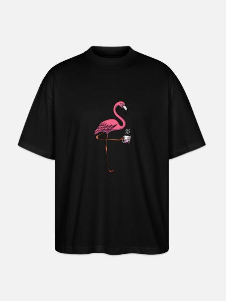Flamingo Bird Coffee Lover - Stanley/Stella Oversized Unisex Organic T-shirt Blaster 2.0 - black