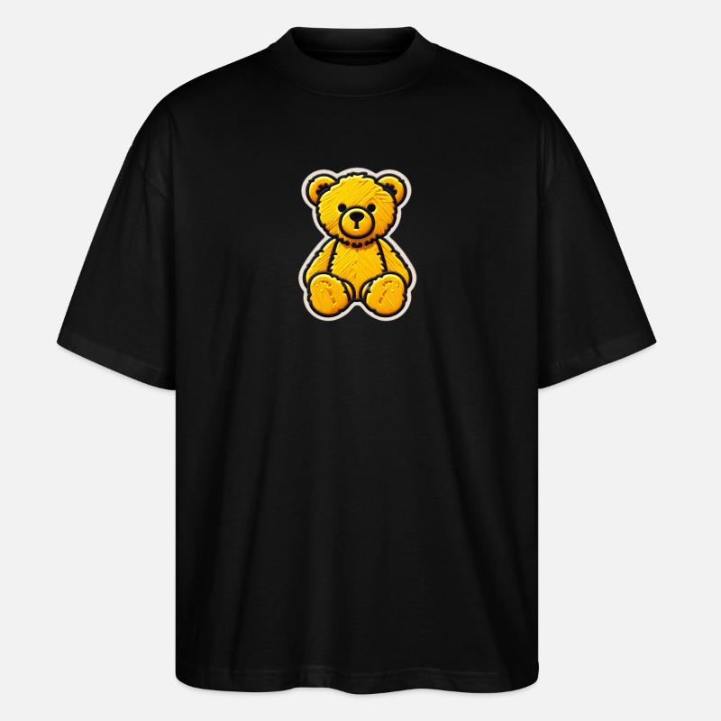 Leuchtender Teddy Patch Stickerei - Stanley/Stella Oversized Unisex Bio T-Shirt Blaster 2.0 - Schwarz
