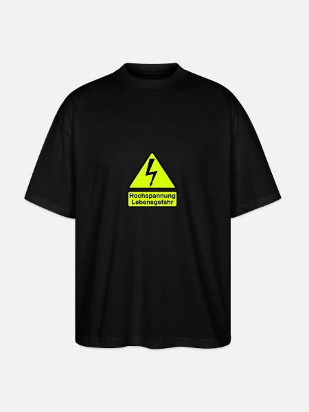 Schild Hochspannung Lebensgefahr - Stanley/Stella Oversized Unisex Bio T-Shirt Blaster 2.0 - Schwarz