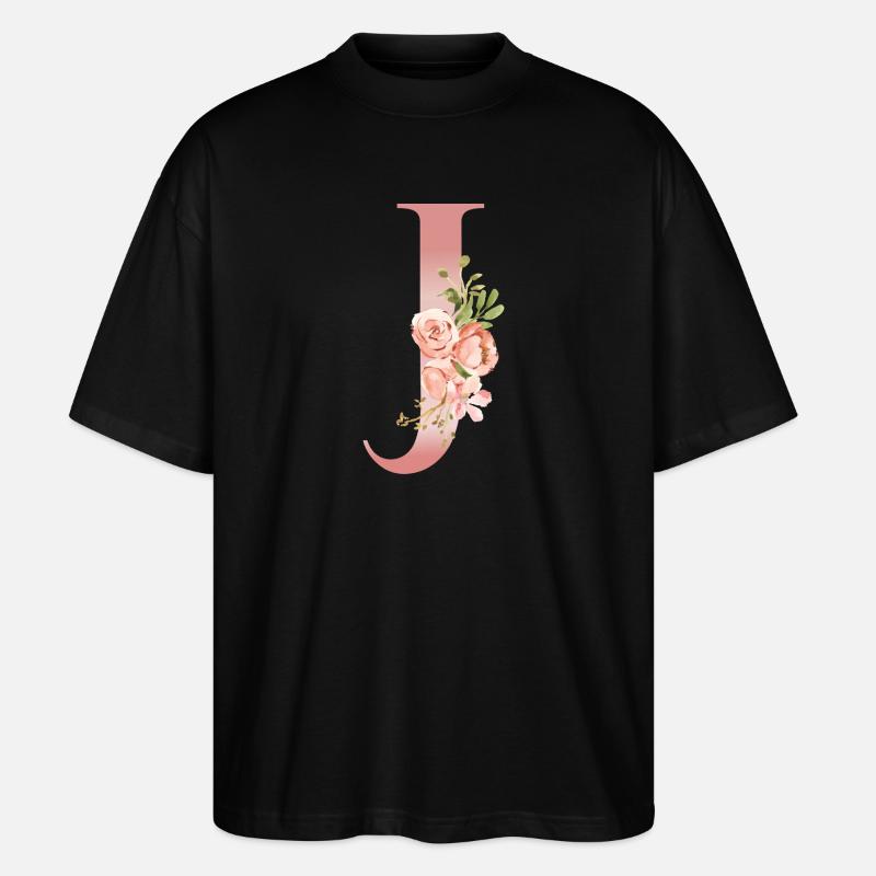 Monogramm J Blumen-Aquarell - Stanley/Stella Oversized Unisex Bio T-Shirt Blaster 2.0 - Schwarz