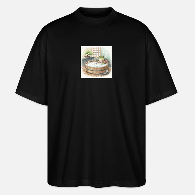 Elegant Frogsome Bath Time Scene - Stanley/Stella Oversized Unisex Organic T-shirt Blaster 2.0 - black