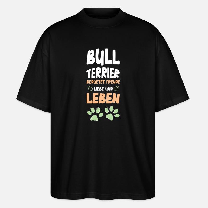 Bull Terrier Liebe Leben - Stanley/Stella Oversized Unisex Bio T-Shirt Blaster 2.0 - Schwarz