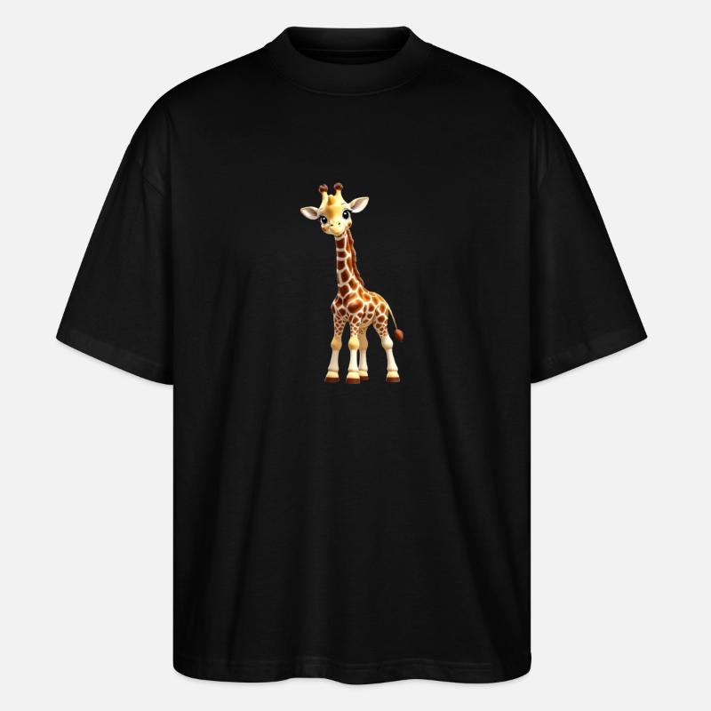 Tiny Giraffe/ Baby Giraffe - Stanley/Stella Oversized Unisex Organic T-shirt Blaster 2.0 - black